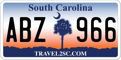 SC license plate ABZ966