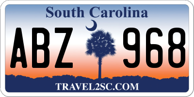 SC license plate ABZ968