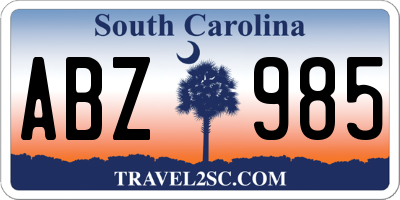 SC license plate ABZ985