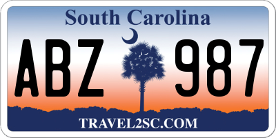 SC license plate ABZ987