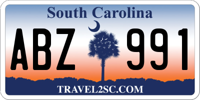 SC license plate ABZ991