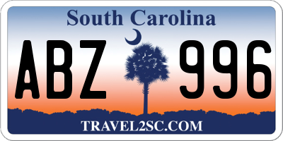 SC license plate ABZ996