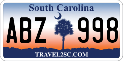 SC license plate ABZ998