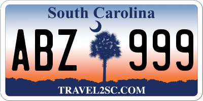 SC license plate ABZ999