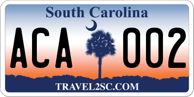 SC license plate ACA002