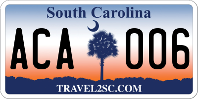 SC license plate ACA006