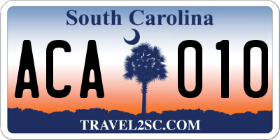 SC license plate ACA010