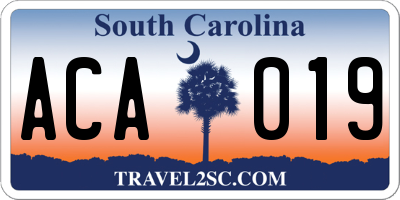SC license plate ACA019
