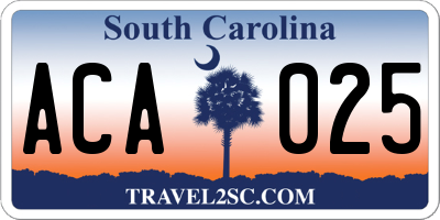 SC license plate ACA025