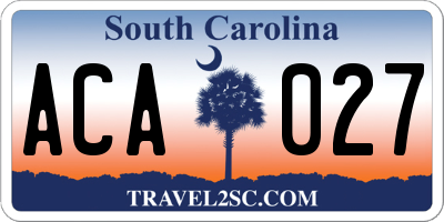 SC license plate ACA027