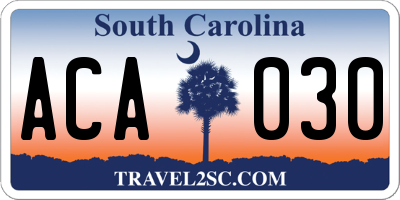 SC license plate ACA030