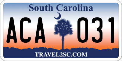 SC license plate ACA031