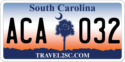 SC license plate ACA032