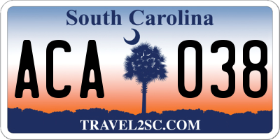 SC license plate ACA038