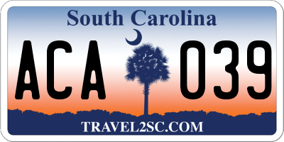 SC license plate ACA039