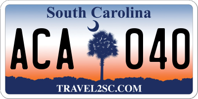 SC license plate ACA040