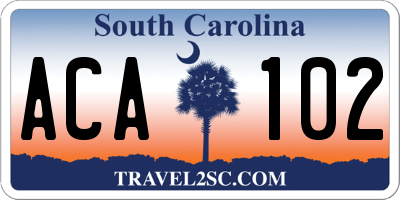 SC license plate ACA102