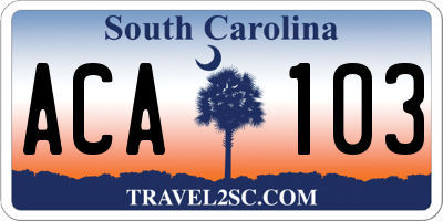SC license plate ACA103