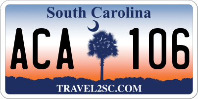 SC license plate ACA106