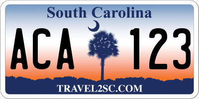 SC license plate ACA123