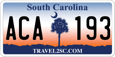 SC license plate ACA193