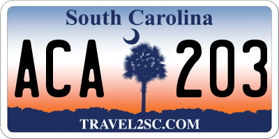 SC license plate ACA203