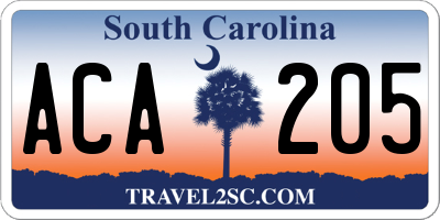 SC license plate ACA205