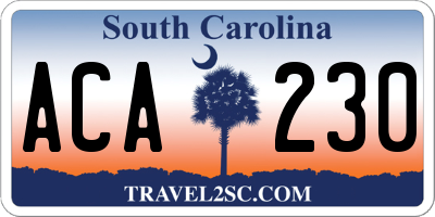 SC license plate ACA230