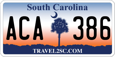 SC license plate ACA386