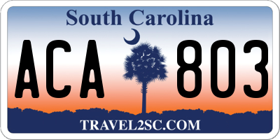 SC license plate ACA803