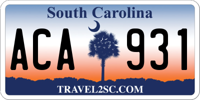 SC license plate ACA931