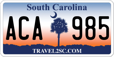 SC license plate ACA985