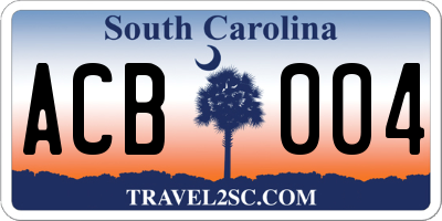 SC license plate ACB004