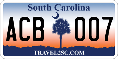 SC license plate ACB007