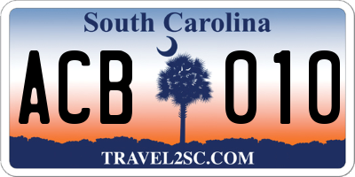 SC license plate ACB010