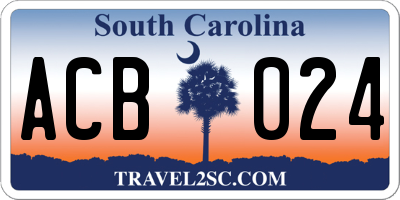 SC license plate ACB024