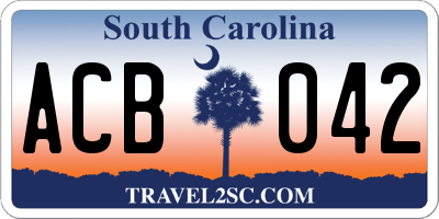 SC license plate ACB042
