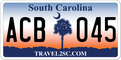 SC license plate ACB045