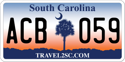 SC license plate ACB059