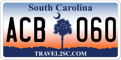 SC license plate ACB060