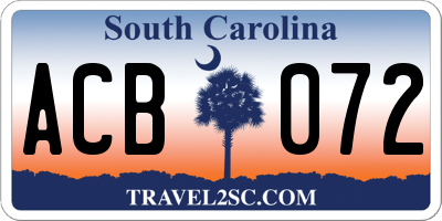 SC license plate ACB072