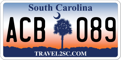 SC license plate ACB089