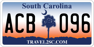 SC license plate ACB096