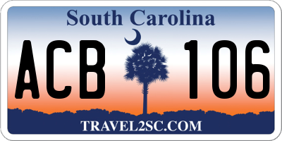SC license plate ACB106
