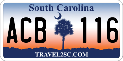 SC license plate ACB116