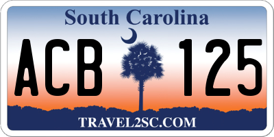 SC license plate ACB125