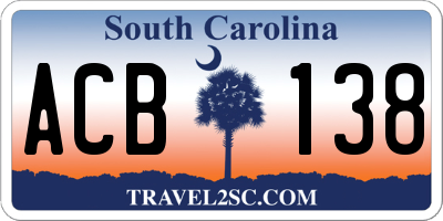 SC license plate ACB138