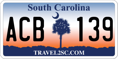 SC license plate ACB139