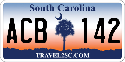SC license plate ACB142