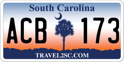 SC license plate ACB173